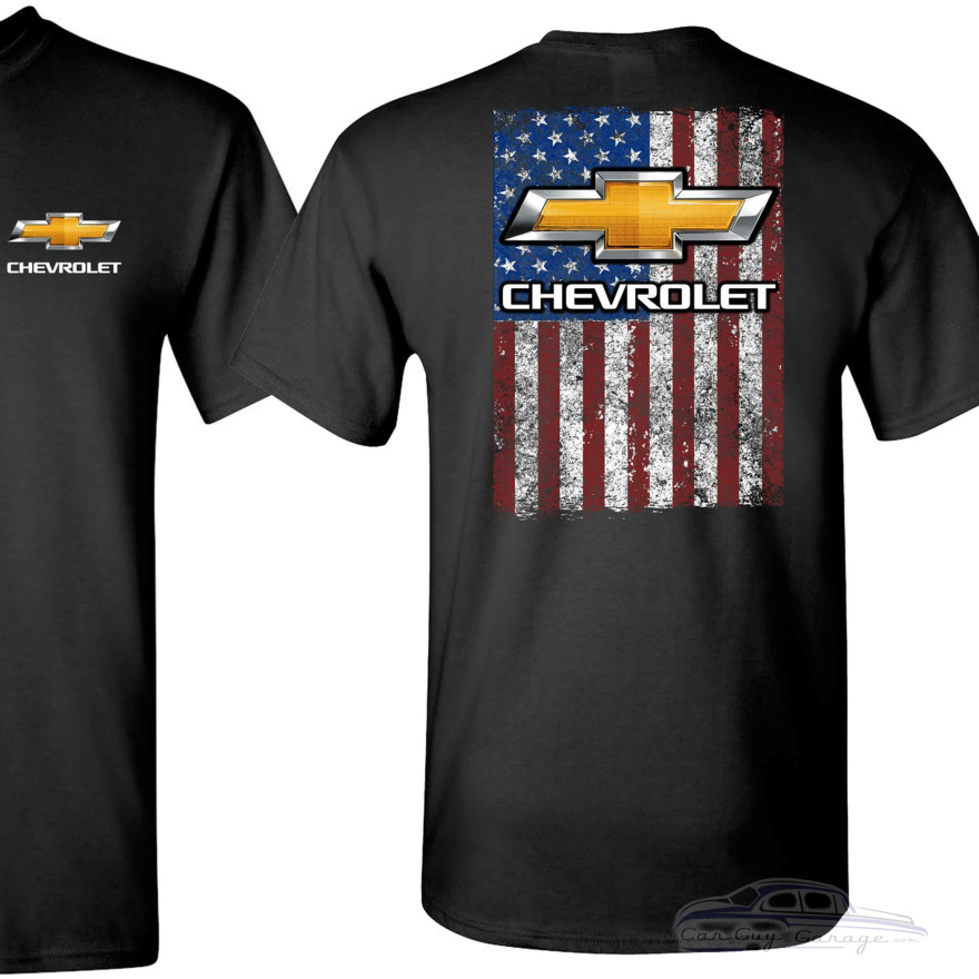 Chevrolet Chevy Bowtie American Flag Back Print T-Shirt