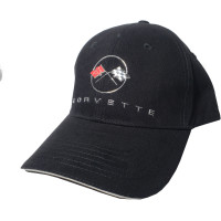 Corvette C5 Crossed Flags Black Baseball Cap