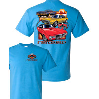 Classic Pontiac Firebird Blue T-Shirt Front & Back