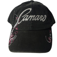 Women's Black Chevy Camaro Glitter Script Baseball Cap