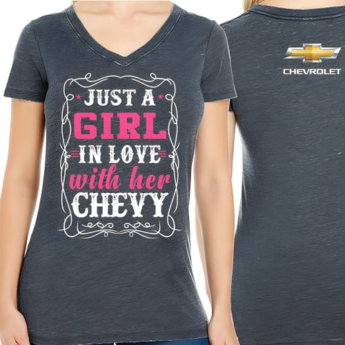 Chevrolet Women's V-Neck Just a Girl in Love with Her Chevy Tee