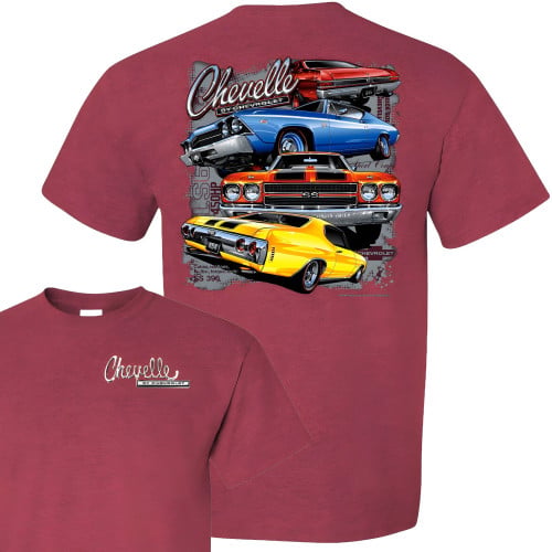 Chevelle SS 4-Car Collage T-Shirt, Front and Back Print by Chevrolet