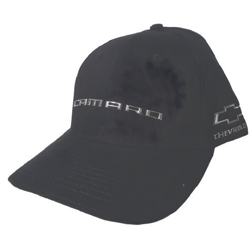 Camaro Liquid Metal Emblem Black Cap with Side Chevrolet Bowtie