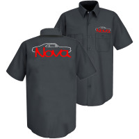 Chevy Nova Silhouette Embroidered Short Sleeve Mechanic Shop Shirt