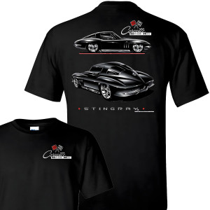 C2 Corvette Sting Ray Split-Window Graphic T-Shirt (Black)