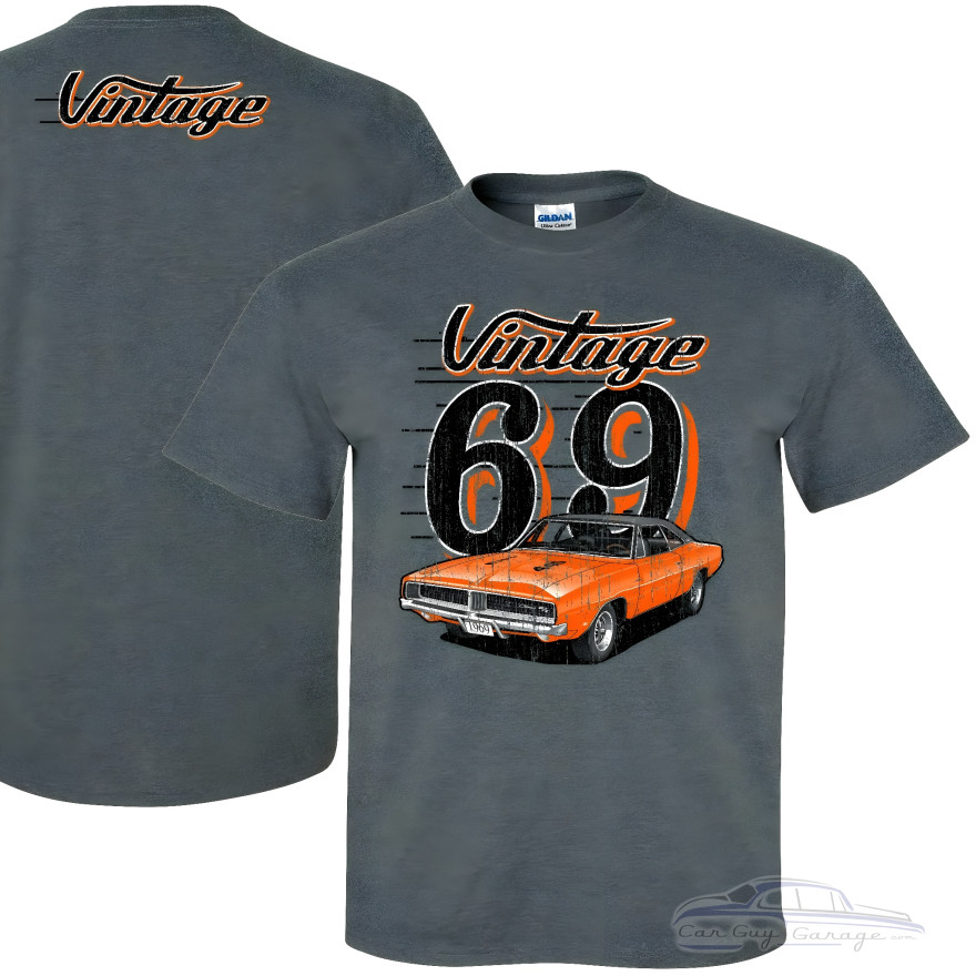 Vintage 1969 Dodge Charger T-Shirt - Orange Muscle Car Tee