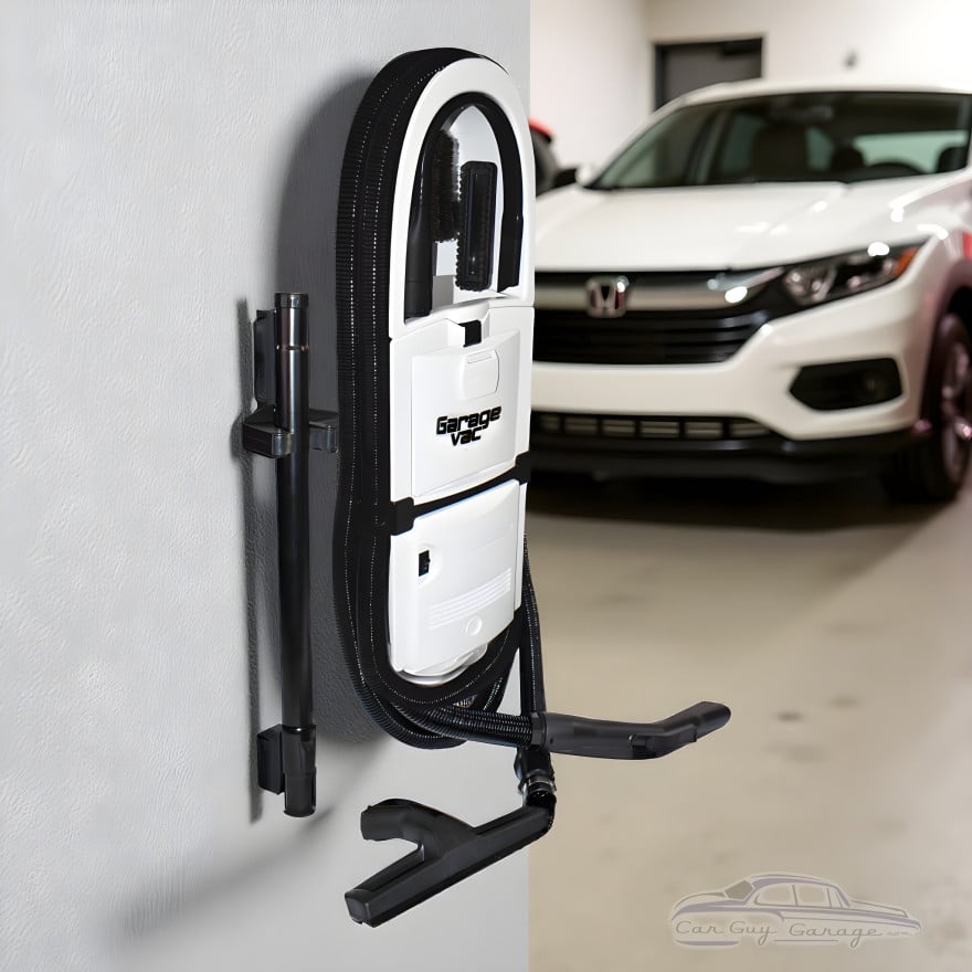 GarageVac White Wall Mounted Garage Vacuum with 35 ft Stretch Hose & Tools, White