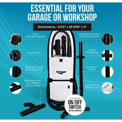 Wall Mounted Garage Vacuum - GarageVac White