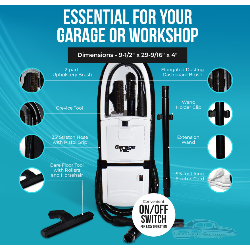 White Garage Vacuum with Accessories White Garage Vacuum with Accessories