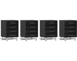 Black Modular Set of 4 Four Drawer Base Cabinets