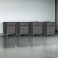 Grey Modular 4-Drawer Base Garage Cabinets, 4-Piece Set