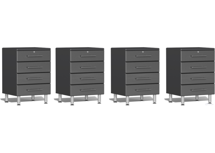 Grey Modular Set of 4 Four Drawer Base Cabinets