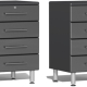 Grey Modular Set of 4 Four Drawer Base Cabinets