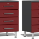 Red Modular Set of 4 Four Drawer Base Cabinets