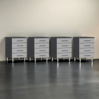 Silver Modular Set of 4 Four Drawer Base Garage Cabinets