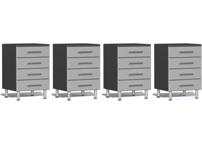 Silver Modular Set of 4 Four Drawer Base Cabinets