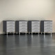 Silver Modular Set of 4 Four Drawer Base Garage Cabinets Silver Modular Set of 4 Four Drawer Base Garage Cabinets