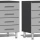 Silver Modular Set of 4 Four Drawer Base Cabinets