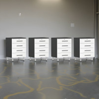 White Modular Ulti-Mate 4-Drawer Garage Base Cabinets Set of 4, 24 in