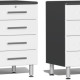 White Modular Set of 4 Four Drawer Base Cabinets