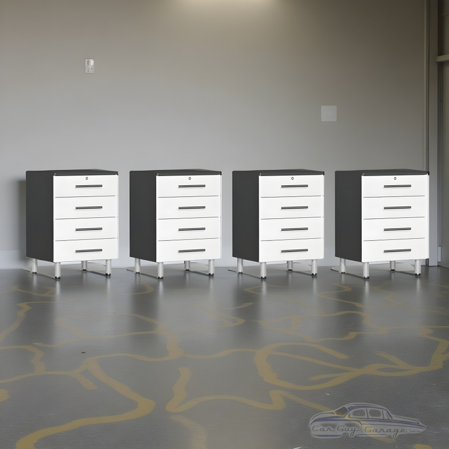White Modular Ulti-Mate 4-Drawer Garage Base Cabinets Set of 4, 24 in
