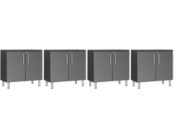 Grey Modular Set of 4 Oversized Base Cabinets