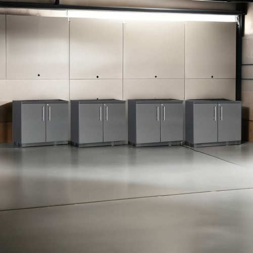 Grey Modular Set of 4 Oversized Base Garage Cabinets