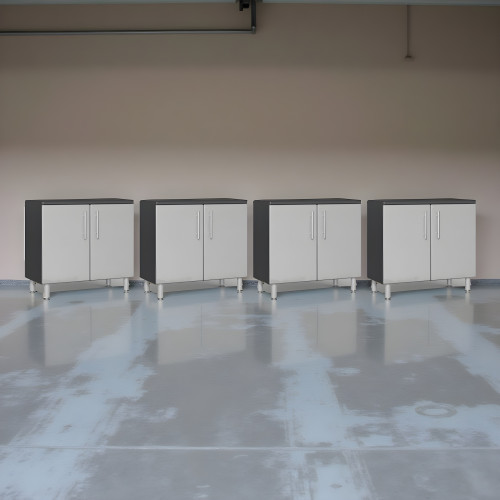 Silver Modular Set of 4 Oversized Base Garage Cabinets