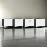 White Modular 4-Piece Oversized 2-Door Locking Base Garage Cabinets