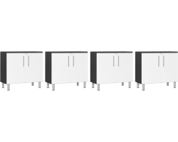 White Modular Set of 4 Oversized Base Cabinets