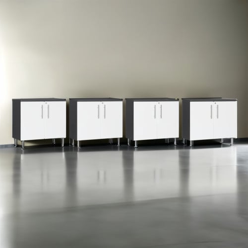 White Modular Set of 4 Oversized Base Garage Cabinets