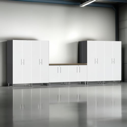 White Modular 7 Piece Storage Cabinet Set