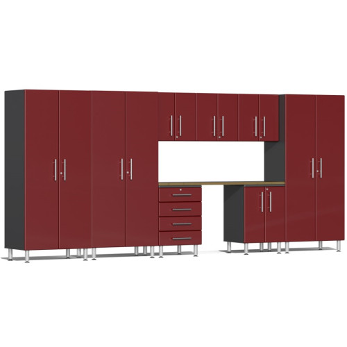 Red Modular 9 Piece Storage Cabinet Set
