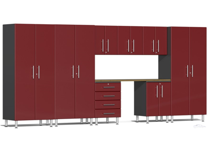 Red Modular 9 Piece Cabinet Set