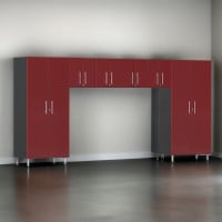 Red Modular 6-Piece Garage Cabinet Set, Tall & Wall, Locking