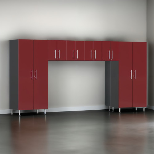 Red Modular 6 Piece Storage Cabinet Set