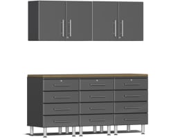 Grey Modular 6 Piece Set of Wall Cabinets and Drawers