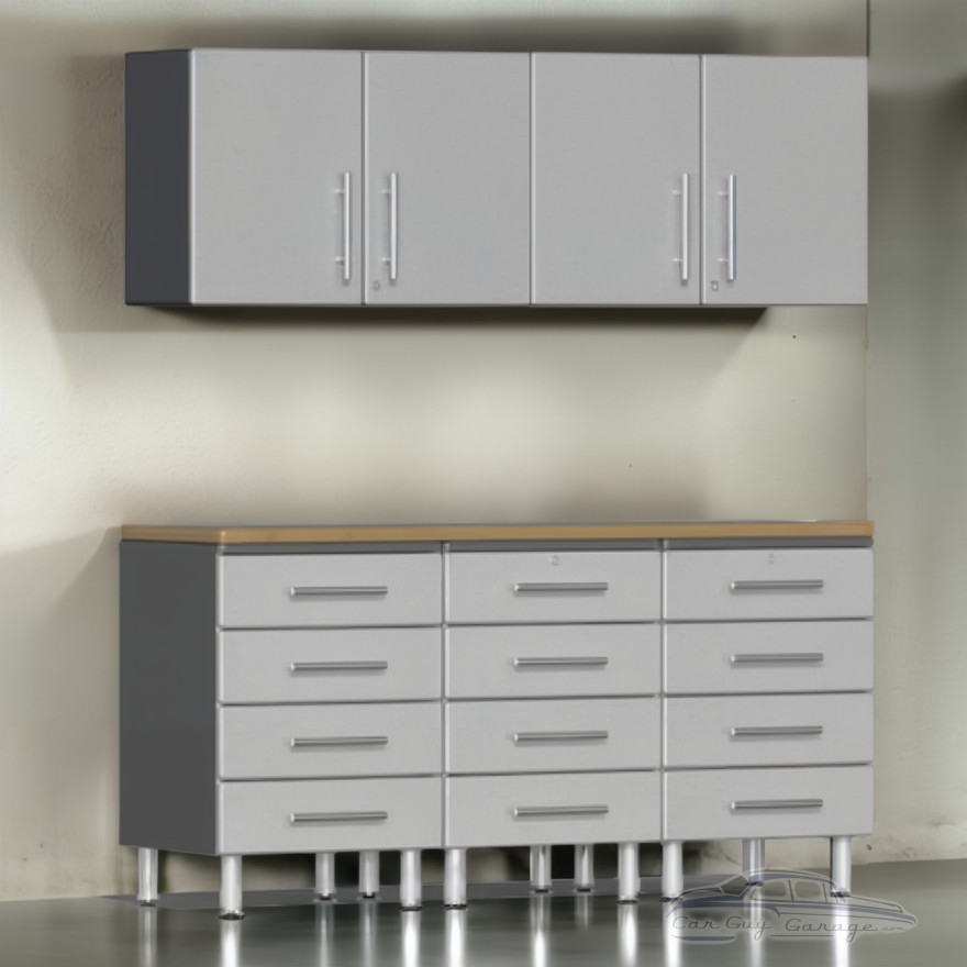 Silver Modular 6 Piece Set of Garage Cabinets of Wall Cabinets and Drawers Silver Modular 6 Piece Set of Garage Cabinets of Wall Cabinets and Drawers