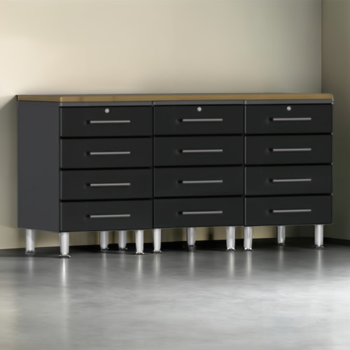 Black Modular 4 Piece Drawered Garage Workstation