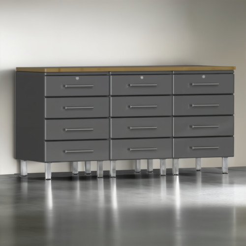 Grey Modular 4 Piece Drawered Garage Workstation