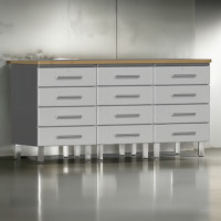 Silver Modular 4 Piece Drawered Garage Workstation