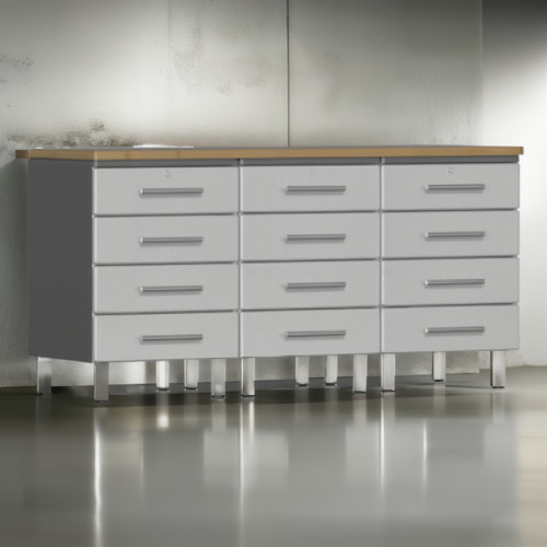 Silver Modular 4 Piece Drawered Garage Workstation