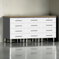 White Modular 4 Piece Drawered Garage Workstation