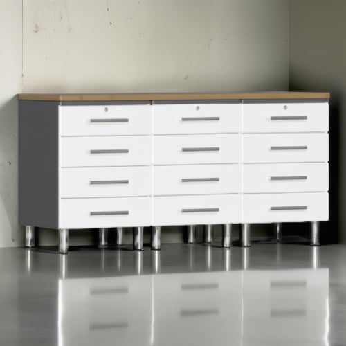 White Modular 4 Piece Drawered Garage Workstation