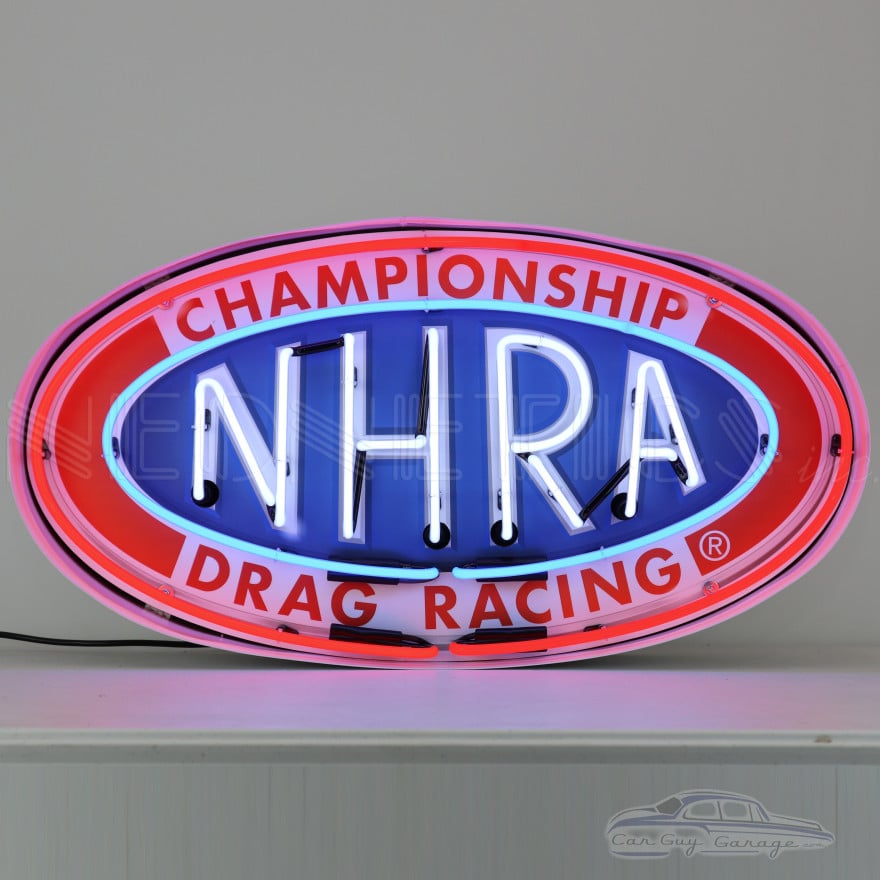 NHRA Oval Neon Sign In Steel Can NHRA Oval Neon Sign In Steel Can