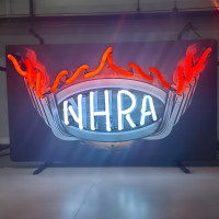 NHRA Flames Glass Neon Sign with Header - 22" x 13"