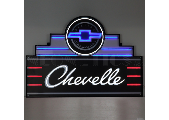 Art Deco Marquee Chevelle LED Flex Rope Sign In Steel Can
