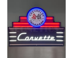 Art Deco Marquee Corvette LED Flex Rope Sign In Steel Can