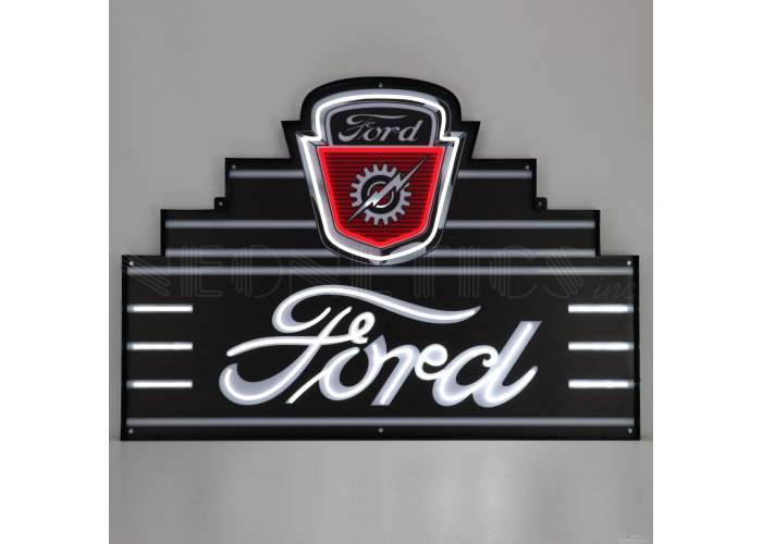 Art Deco Marquee Ford LED Flex Rope Sign In Steel Can