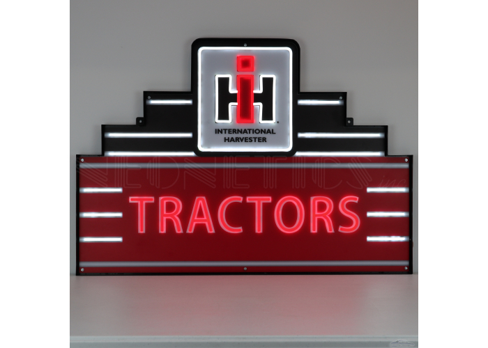 Art Deco Marquee International Harvester Tractors LED Flex Rope Sign In Steel Can